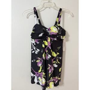 NWT Nicole Miller Women's 1 Pc. Twisted Bandeau Floral Flyaway Swimdress-Size S